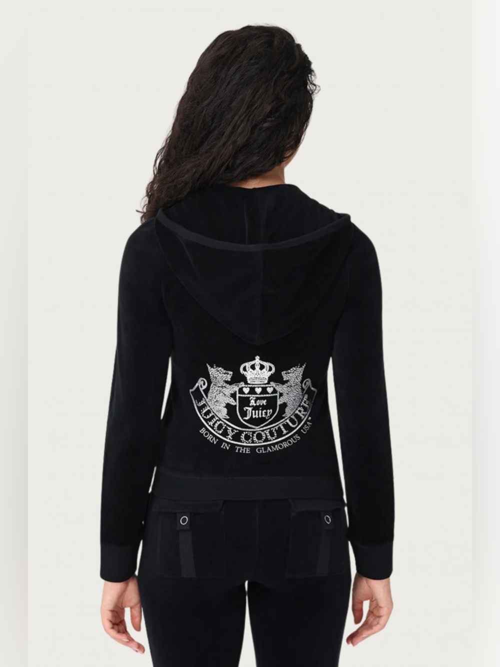 JUICY COUTURE | ✨NEW✨ Scottie Cotton Velour Hoodie in Liquorice